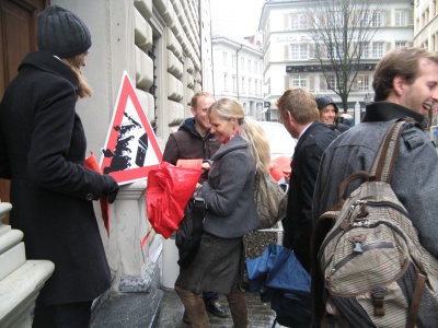 Aktion vor dem Kantonsrat Luzern gegen die Planung Seetalplatz