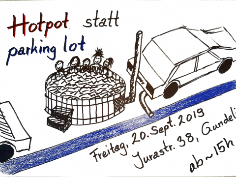 Hotpot statt parking lot in Basel am PARK(ing) Day 2019