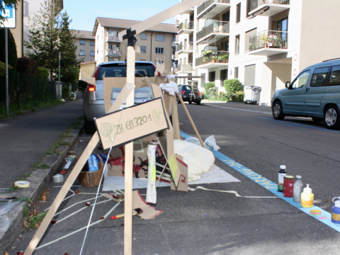Kunstauto kreieren statt parkieren von Laura und Freundinnen in Zürich am PARK(ing) Day 2019