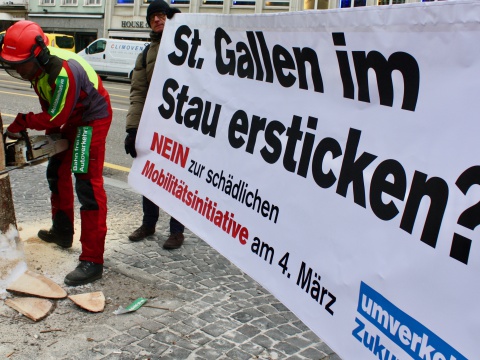 umverkehR-Aktion gegen die Mobilitätsinitiative in St. Gallen